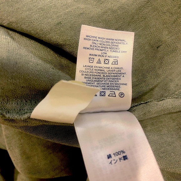 Lands’ End Oxford Long Sleeve Button Front Shirt Dress Light Olive Green NWOT - Picture 9 of 11